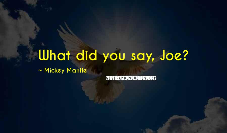 Mickey Mantle Quotes: What did you say, Joe?