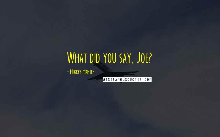 Mickey Mantle Quotes: What did you say, Joe?