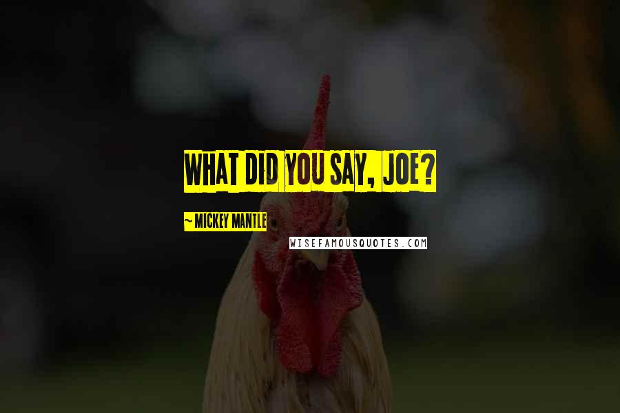 Mickey Mantle Quotes: What did you say, Joe?