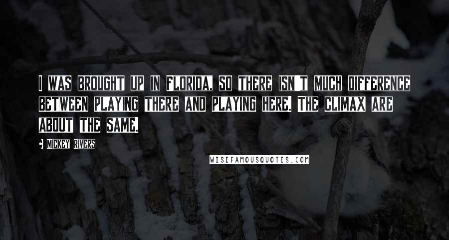 Mickey Rivers Quotes: I was brought up in Florida, so there isn't much difference between playing there and playing here. The climax are about the same.