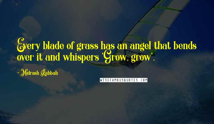 Midrash Rabbah Quotes: Every blade of grass has an angel that bends over it and whispers 'Grow, grow'.