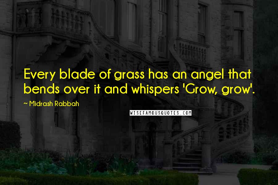 Midrash Rabbah Quotes: Every blade of grass has an angel that bends over it and whispers 'Grow, grow'.