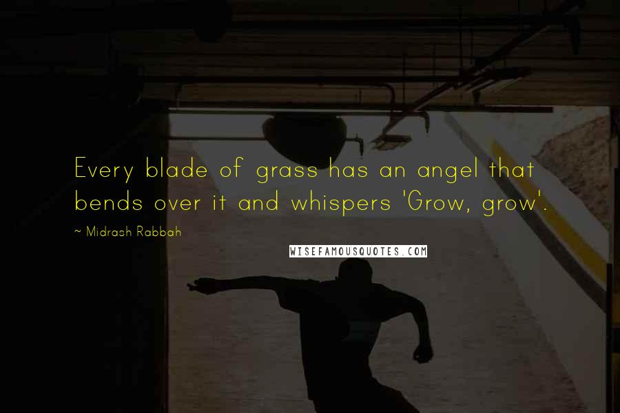 Midrash Rabbah Quotes: Every blade of grass has an angel that bends over it and whispers 'Grow, grow'.