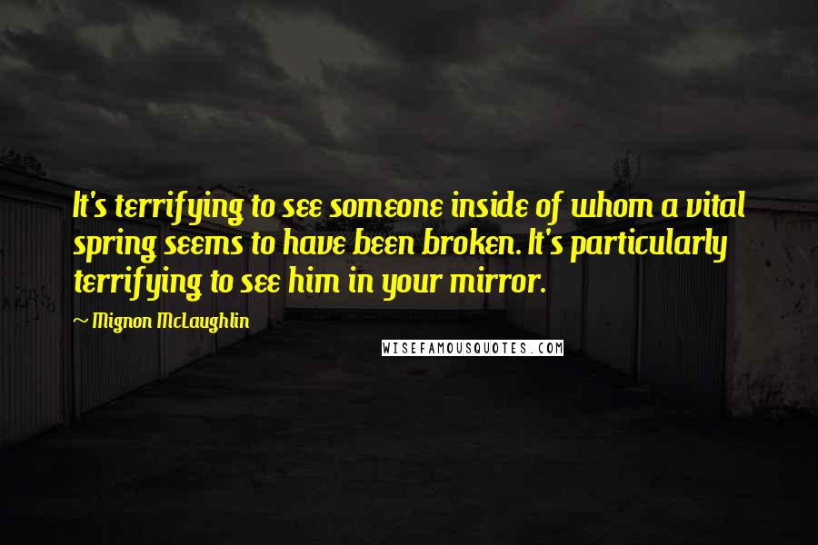 Mignon McLaughlin Quotes: It's terrifying to see someone inside of whom a vital spring seems to have been broken. It's particularly terrifying to see him in your mirror.