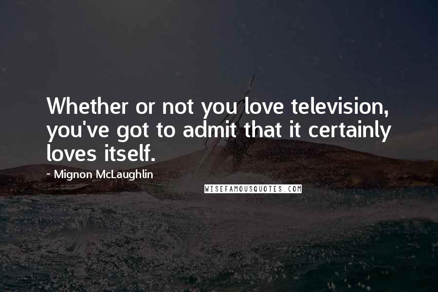 Mignon McLaughlin Quotes: Whether or not you love television, you've got to admit that it certainly loves itself.