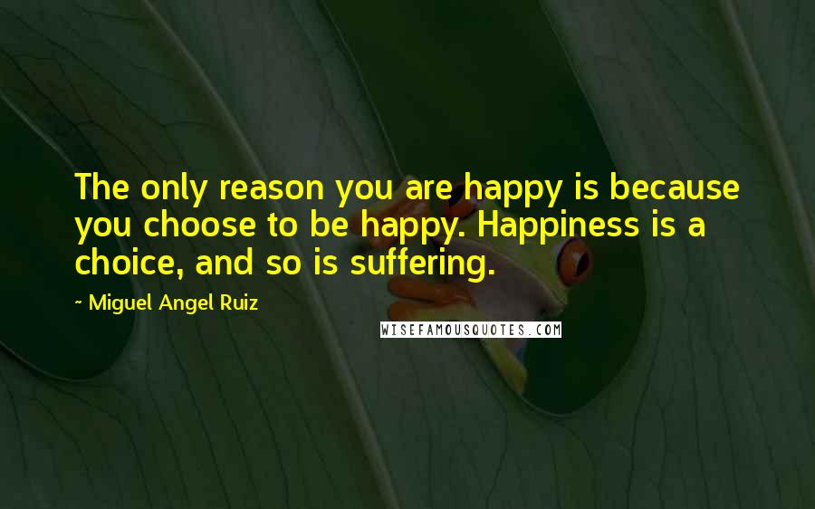 Miguel Angel Ruiz Quotes: The only reason you are happy is because you choose to be happy. Happiness is a choice, and so is suffering.