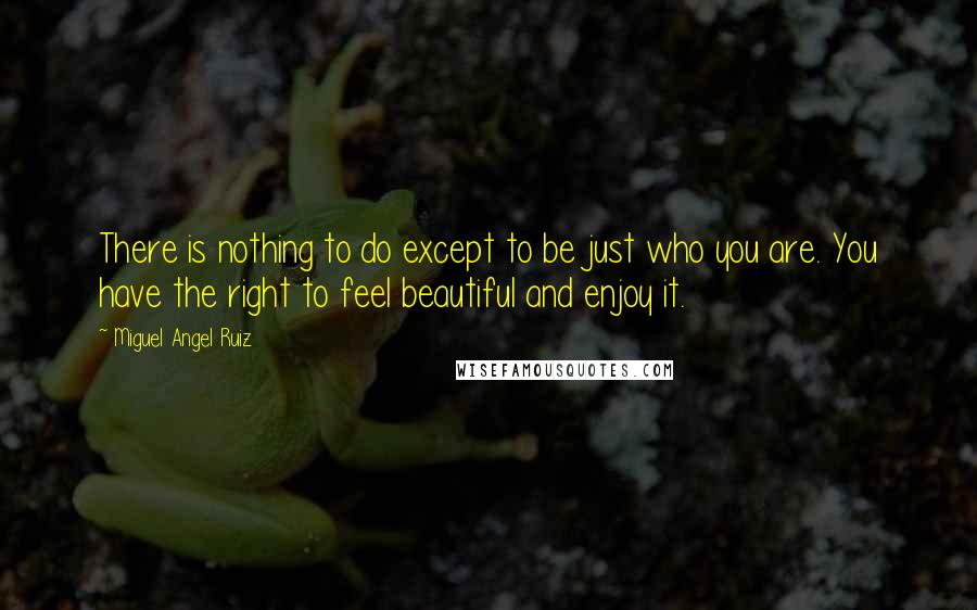 Miguel Angel Ruiz Quotes: There is nothing to do except to be just who you are. You have the right to feel beautiful and enjoy it.