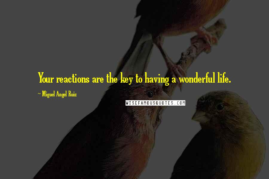 Miguel Angel Ruiz Quotes: Your reactions are the key to having a wonderful life.