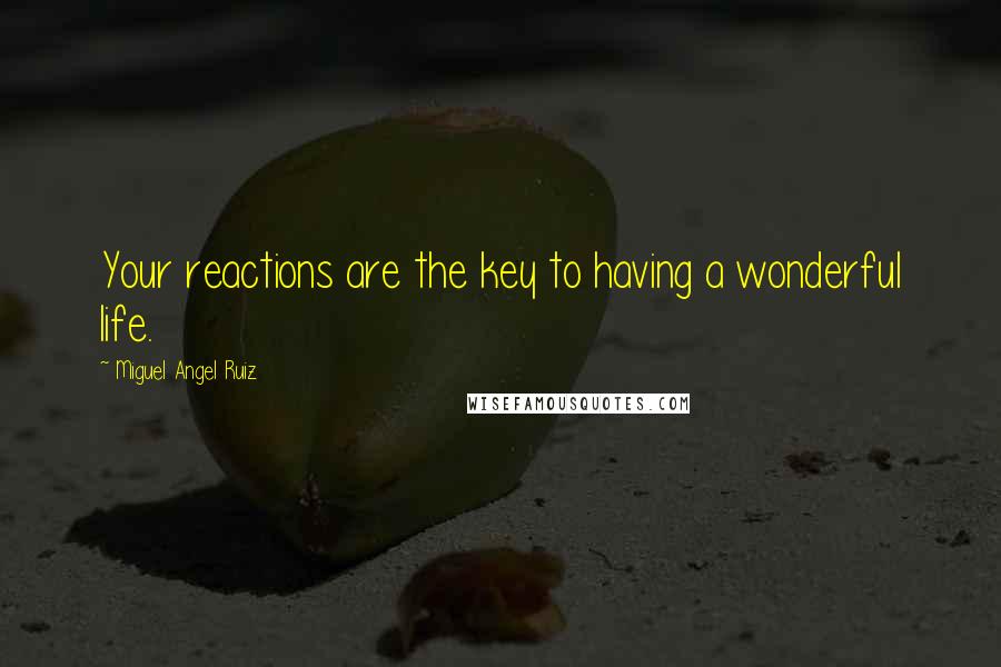 Miguel Angel Ruiz Quotes: Your reactions are the key to having a wonderful life.