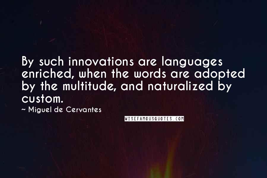 Miguel De Cervantes Quotes: By such innovations are languages enriched, when the words are adopted by the multitude, and naturalized by custom.