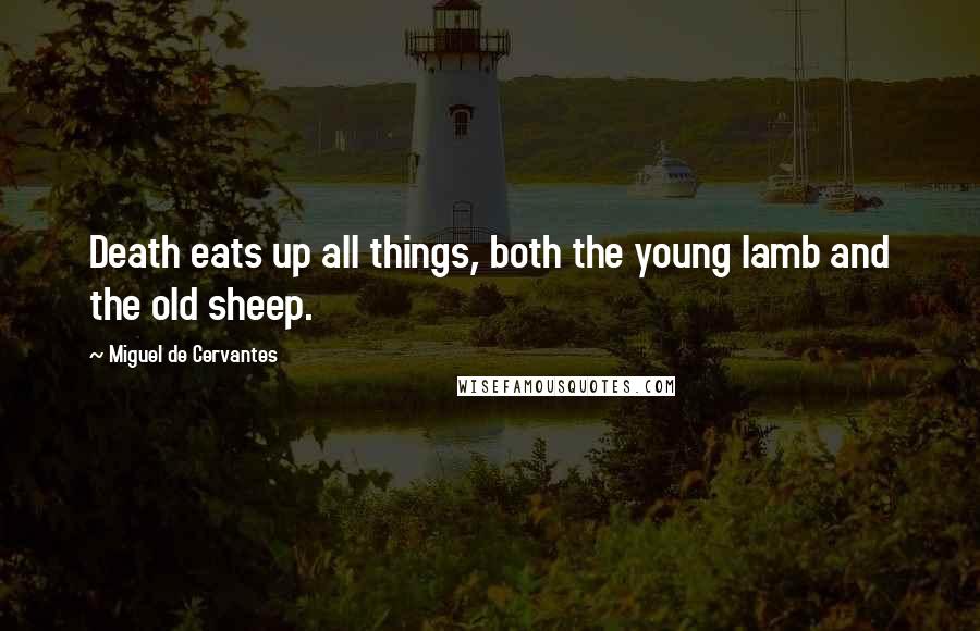 Miguel De Cervantes Quotes: Death eats up all things, both the young lamb and the old sheep.