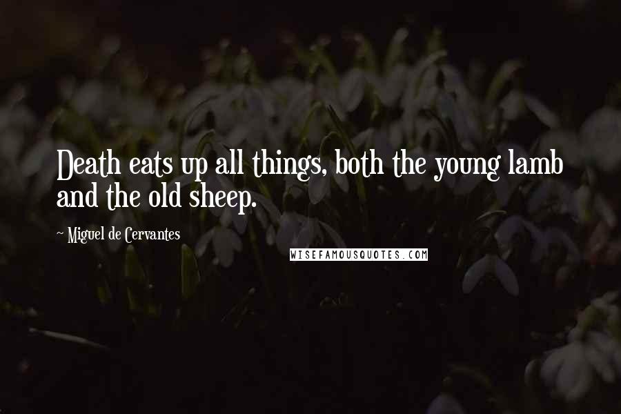 Miguel De Cervantes Quotes: Death eats up all things, both the young lamb and the old sheep.