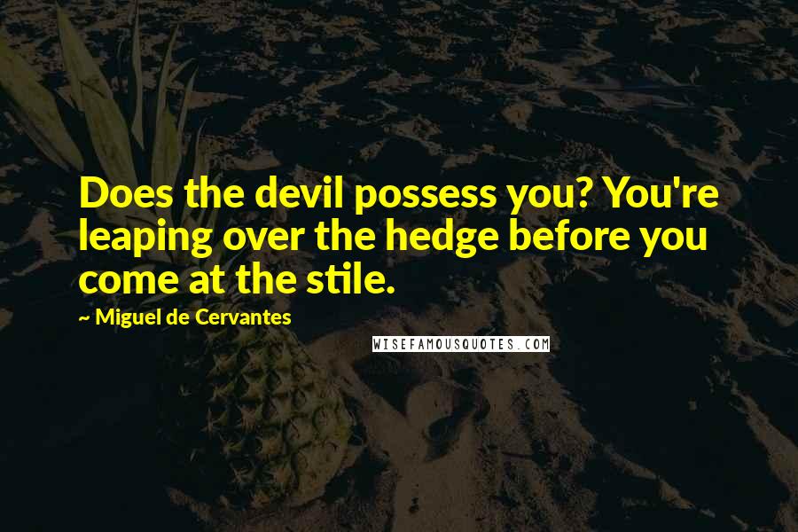 Miguel De Cervantes Quotes: Does the devil possess you? You're leaping over the hedge before you come at the stile.