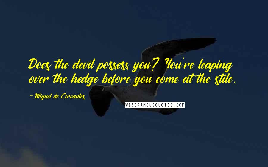 Miguel De Cervantes Quotes: Does the devil possess you? You're leaping over the hedge before you come at the stile.