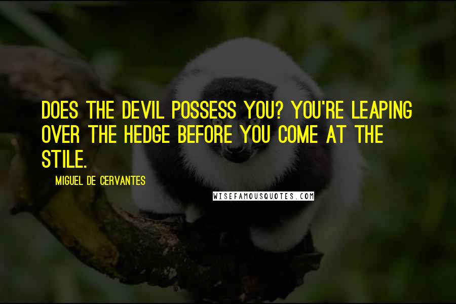 Miguel De Cervantes Quotes: Does the devil possess you? You're leaping over the hedge before you come at the stile.