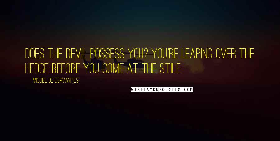 Miguel De Cervantes Quotes: Does the devil possess you? You're leaping over the hedge before you come at the stile.