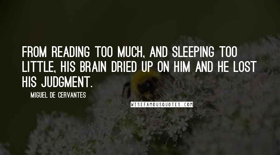 Miguel De Cervantes Quotes: From reading too much, and sleeping too little, his brain dried up on him and he lost his judgment.