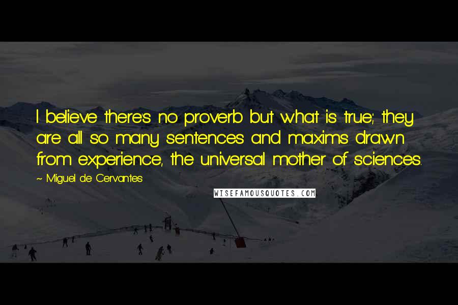 Miguel De Cervantes Quotes: I believe there's no proverb but what is true; they are all so many sentences and maxims drawn from experience, the universal mother of sciences.