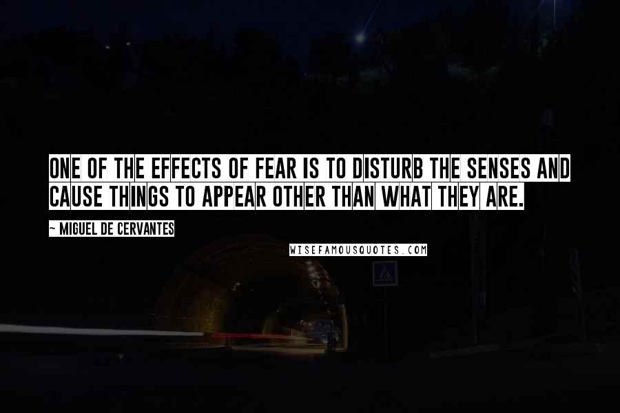 Miguel De Cervantes Quotes: One of the effects of fear is to disturb the senses and cause things to appear other than what they are.