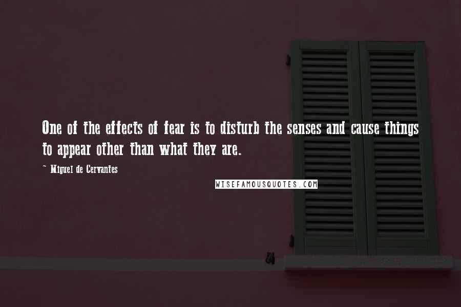 Miguel De Cervantes Quotes: One of the effects of fear is to disturb the senses and cause things to appear other than what they are.