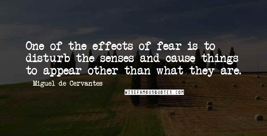 Miguel De Cervantes Quotes: One of the effects of fear is to disturb the senses and cause things to appear other than what they are.