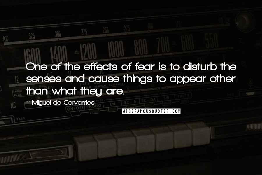 Miguel De Cervantes Quotes: One of the effects of fear is to disturb the senses and cause things to appear other than what they are.