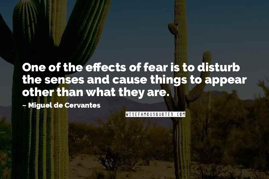 Miguel De Cervantes Quotes: One of the effects of fear is to disturb the senses and cause things to appear other than what they are.