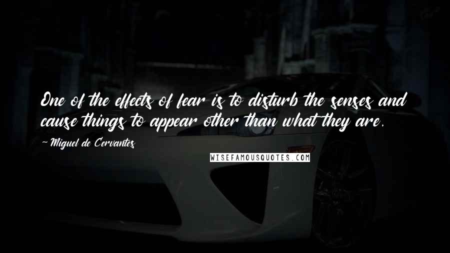 Miguel De Cervantes Quotes: One of the effects of fear is to disturb the senses and cause things to appear other than what they are.