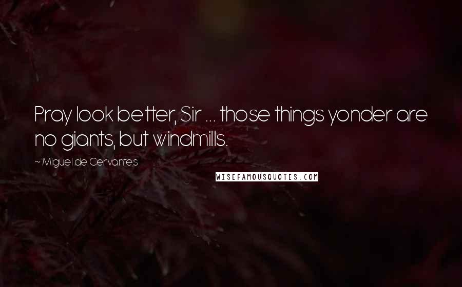 Miguel De Cervantes Quotes: Pray look better, Sir ... those things yonder are no giants, but windmills.