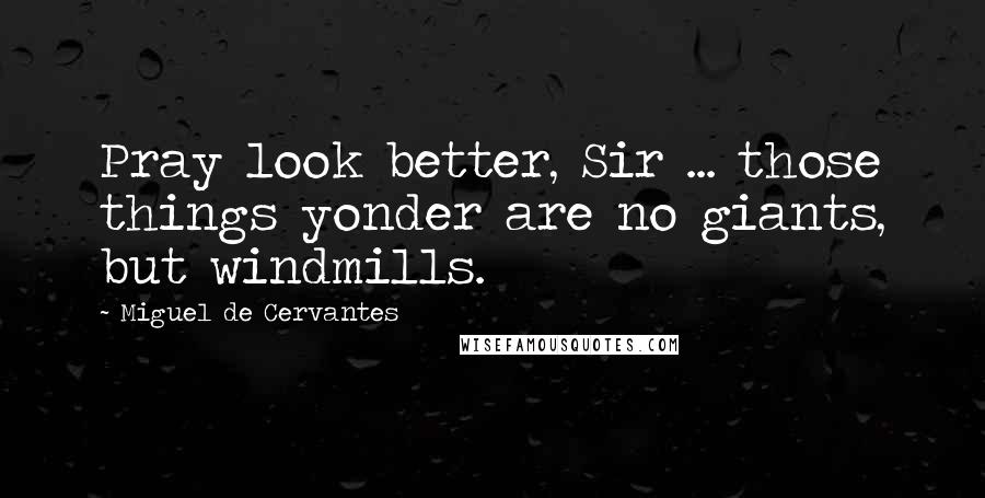 Miguel De Cervantes Quotes: Pray look better, Sir ... those things yonder are no giants, but windmills.