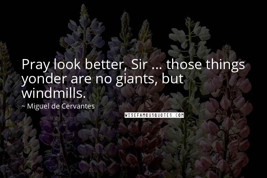 Miguel De Cervantes Quotes: Pray look better, Sir ... those things yonder are no giants, but windmills.