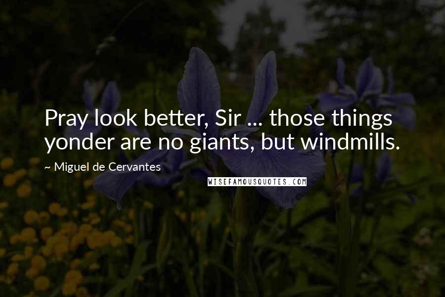 Miguel De Cervantes Quotes: Pray look better, Sir ... those things yonder are no giants, but windmills.