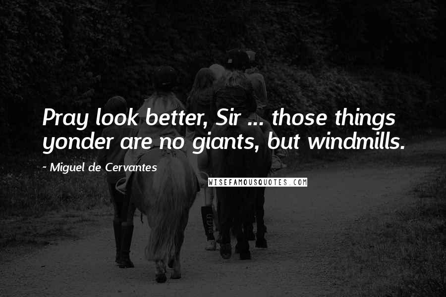 Miguel De Cervantes Quotes: Pray look better, Sir ... those things yonder are no giants, but windmills.