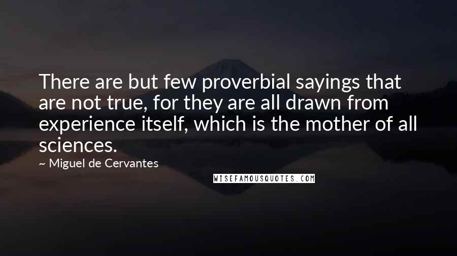 Miguel De Cervantes Quotes: There are but few proverbial sayings that are not true, for they are all drawn from experience itself, which is the mother of all sciences.