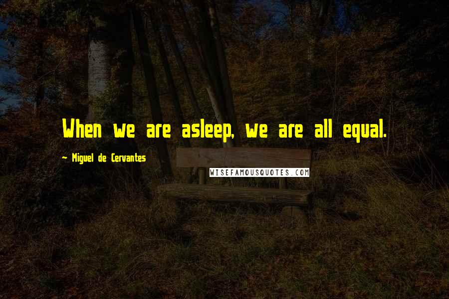 Miguel De Cervantes Quotes: When we are asleep, we are all equal.