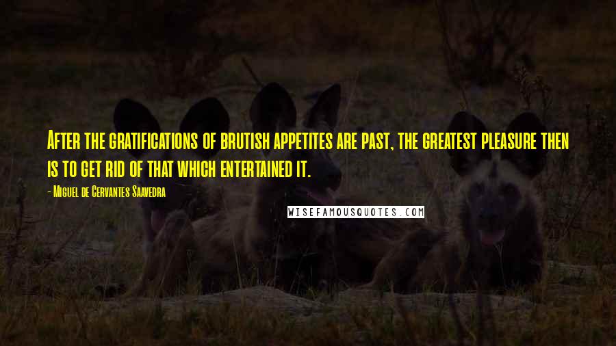 Miguel De Cervantes Saavedra Quotes: After the gratifications of brutish appetites are past, the greatest pleasure then is to get rid of that which entertained it.