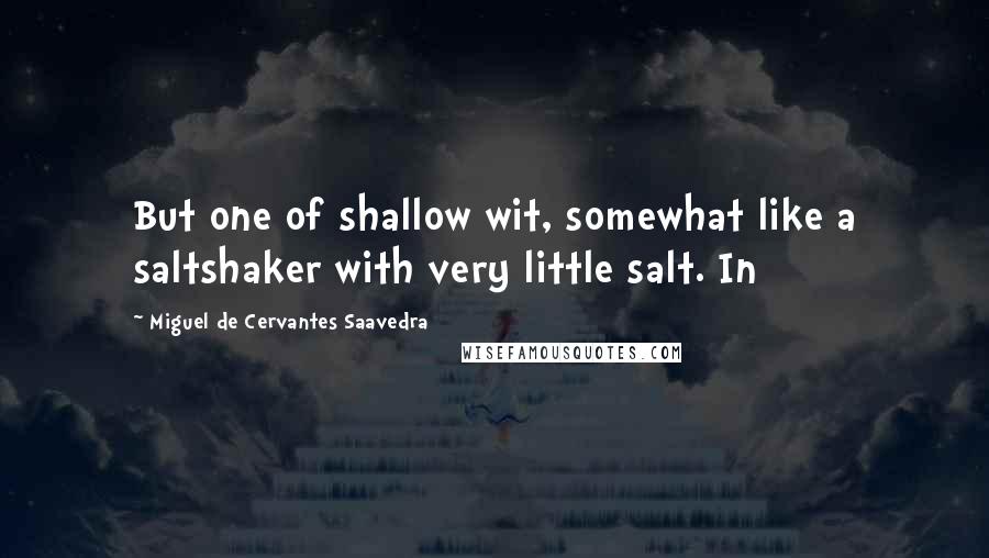 Miguel De Cervantes Saavedra Quotes: But one of shallow wit, somewhat like a saltshaker with very little salt. In
