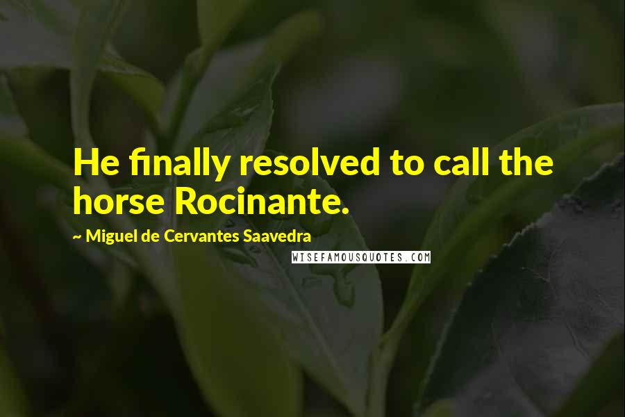 Miguel De Cervantes Saavedra Quotes: He finally resolved to call the horse Rocinante.