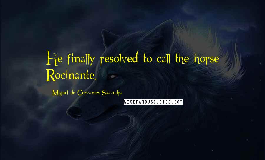 Miguel De Cervantes Saavedra Quotes: He finally resolved to call the horse Rocinante.