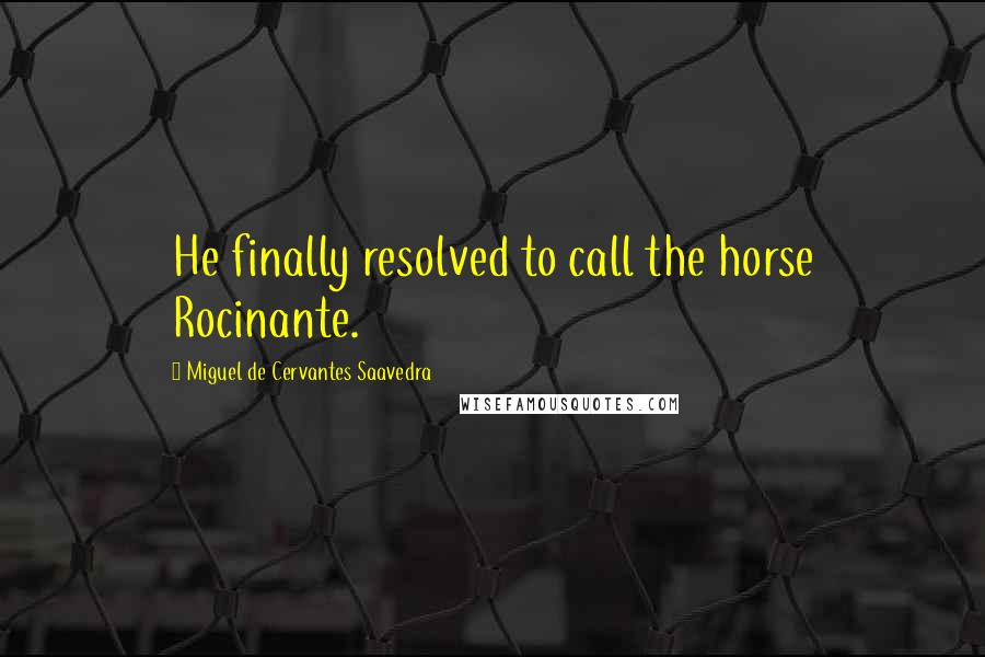 Miguel De Cervantes Saavedra Quotes: He finally resolved to call the horse Rocinante.