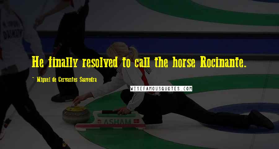 Miguel De Cervantes Saavedra Quotes: He finally resolved to call the horse Rocinante.