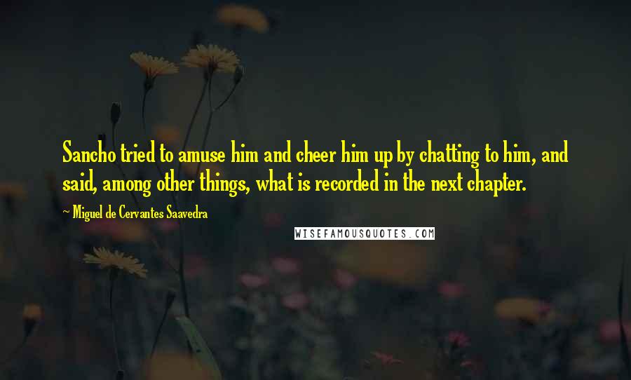 Miguel De Cervantes Saavedra Quotes: Sancho tried to amuse him and cheer him up by chatting to him, and said, among other things, what is recorded in the next chapter.