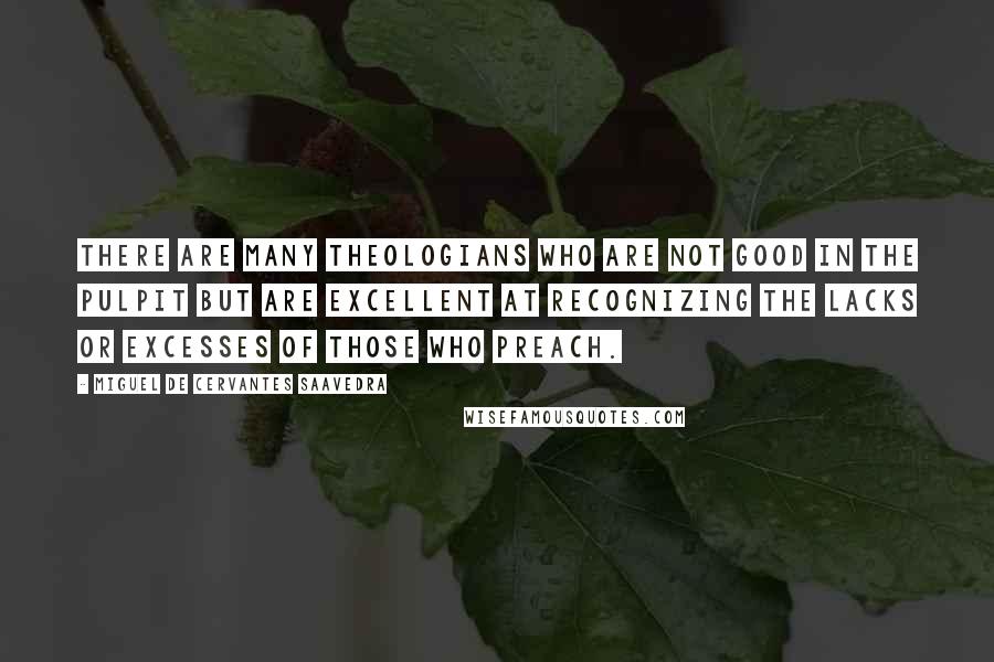 Miguel De Cervantes Saavedra Quotes: There are many theologians who are not good in the pulpit but are excellent at recognizing the lacks or excesses of those who preach.