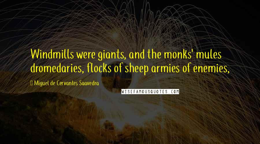 Miguel De Cervantes Saavedra Quotes: Windmills were giants, and the monks' mules dromedaries, flocks of sheep armies of enemies,