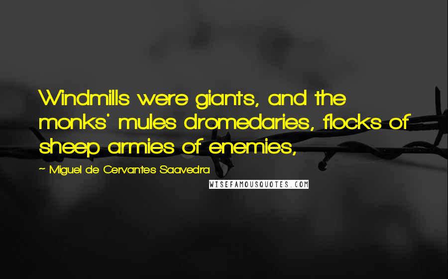 Miguel De Cervantes Saavedra Quotes: Windmills were giants, and the monks' mules dromedaries, flocks of sheep armies of enemies,