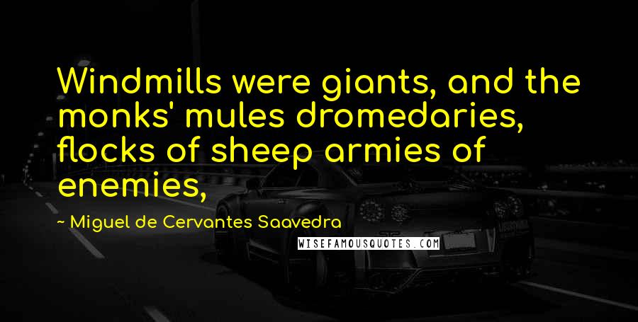 Miguel De Cervantes Saavedra Quotes: Windmills were giants, and the monks' mules dromedaries, flocks of sheep armies of enemies,