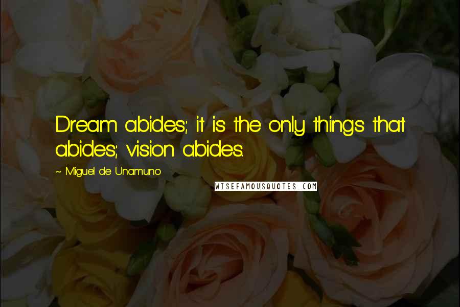 Miguel De Unamuno Quotes: Dream abides; it is the only things that abides; vision abides.