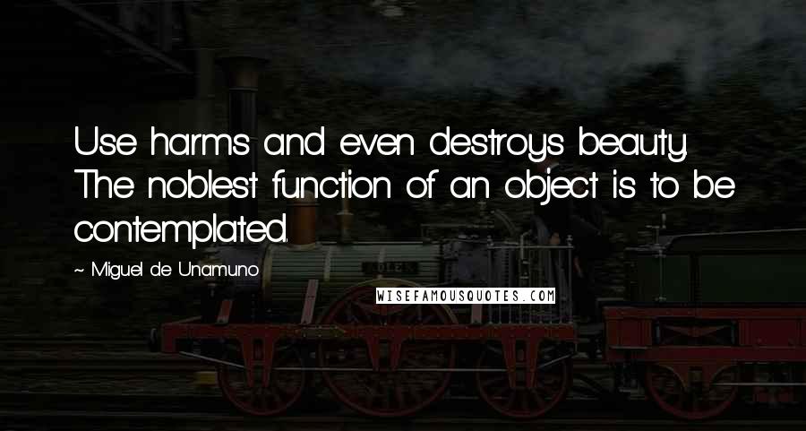 Miguel De Unamuno Quotes: Use harms and even destroys beauty. The noblest function of an object is to be contemplated.