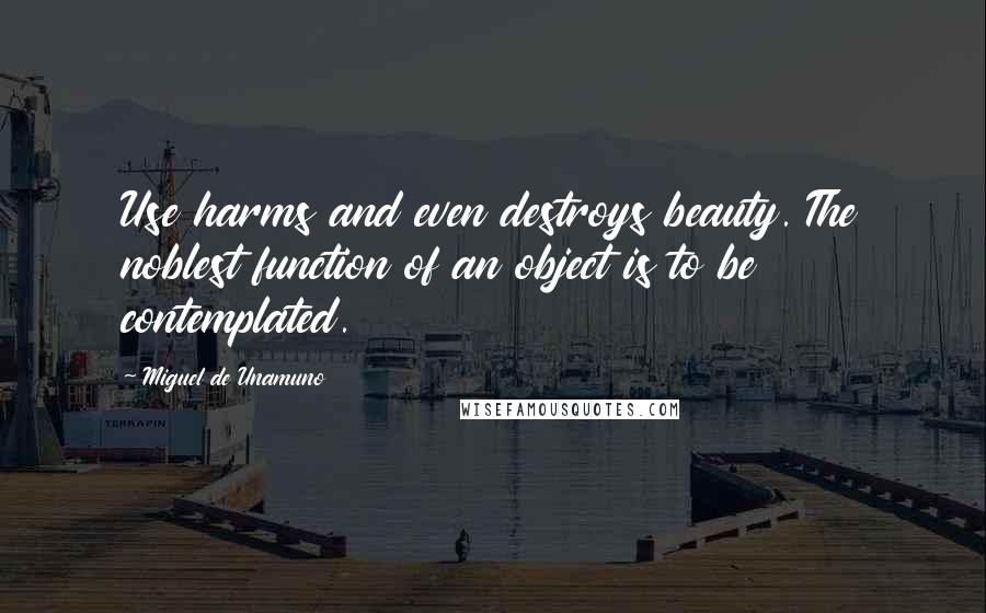 Miguel De Unamuno Quotes: Use harms and even destroys beauty. The noblest function of an object is to be contemplated.