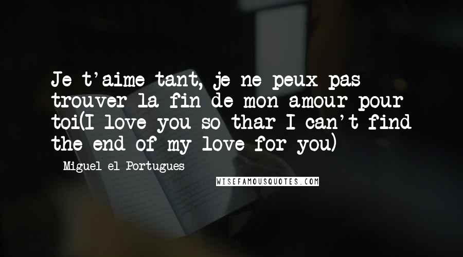 Miguel El Portugues Quotes: Je t'aime tant, je ne peux pas trouver la fin de mon amour pour toi(I love you so thar I can't find the end of my love for you)